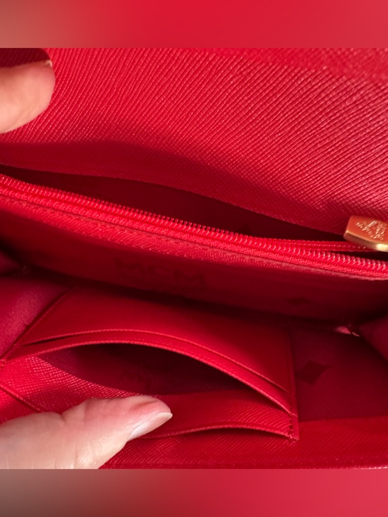 MCM Red Patent Leather Studded Wallet - Picture 7 of 10